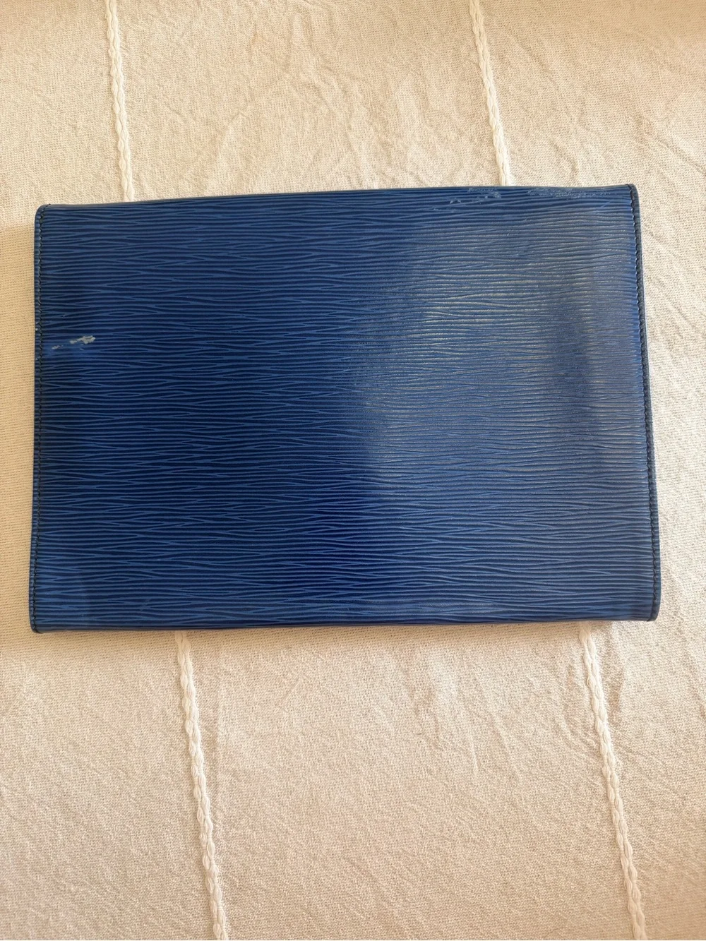 Louis Vuitton Navy Epi Leather Clutch with Gold D-Ring